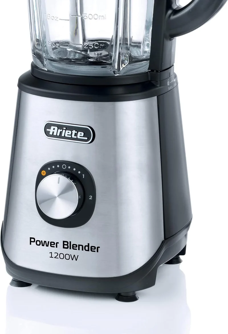 Ariete Power Blender 579, Mixer, 4 Edelstahlklingen, 2 Geschwindigkeiten + Pulse-Funktion, Rutschfes