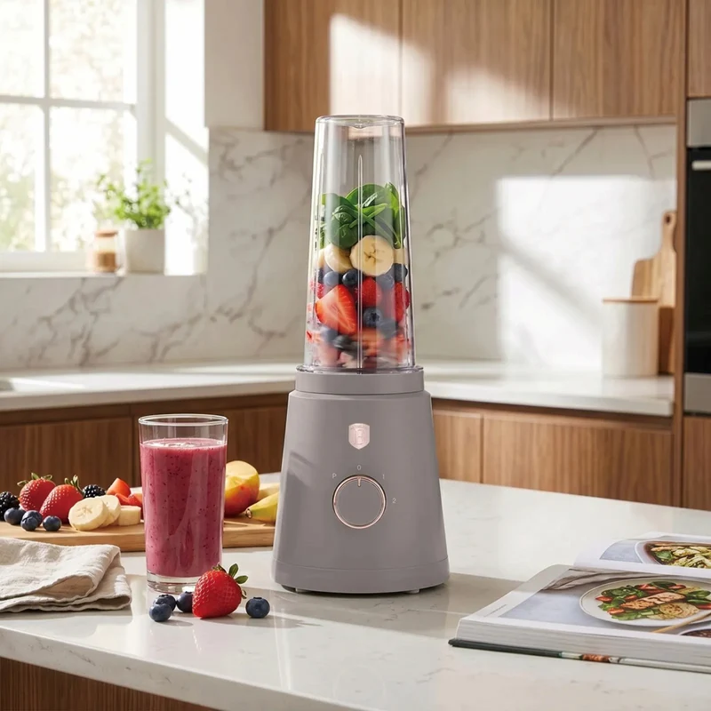 BerlingerHaus Smoothie-Maker to Go Matt Taupe - Inklusive 2 Becher - 320W