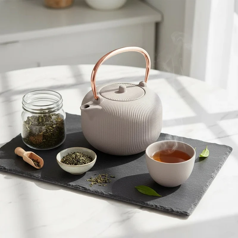 BerlingerHaus Teekanne mit Edelstahlfilter - Gusseisen Taupe - 1 Liter