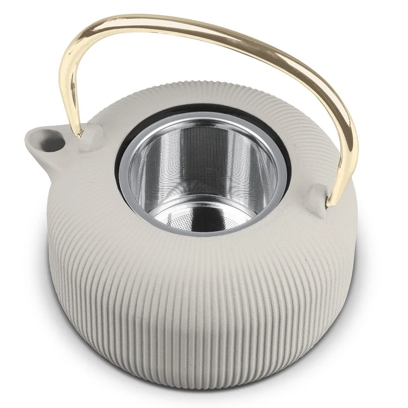 BerlingerHaus Teekanne mit Edelstahlfilter - Gusseisen Matt Creme - 1 Liter