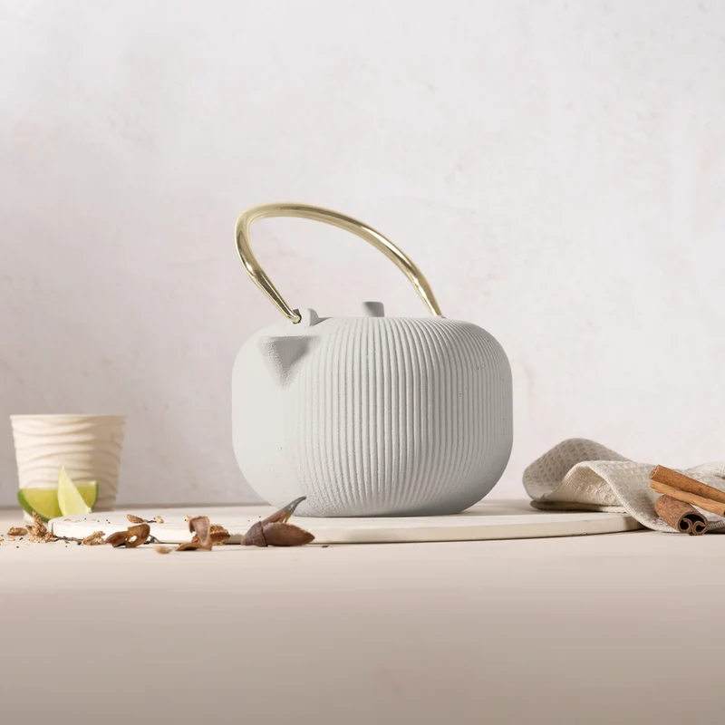 BerlingerHaus Teekanne mit Edelstahlfilter - Gusseisen Matt Creme - 1 Liter