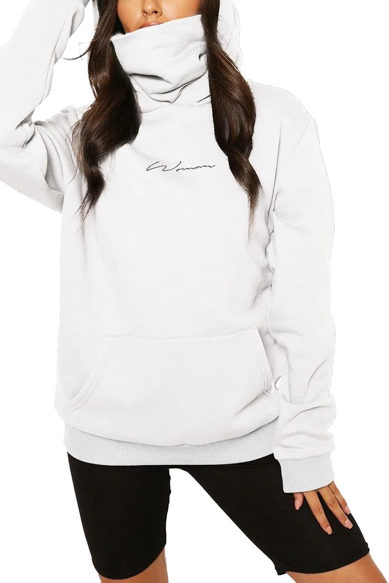 TrendiMax Damen Hoodie Kapuzenpullover Langarm Sweatshirt Winter Pullover Hochkragen Sweatjacke Kapu
