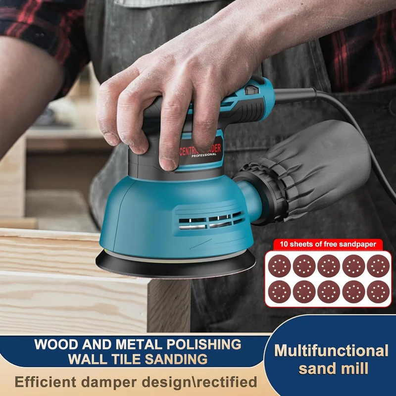 Elektrischer Exzenterschleifer 125mm 300W, Vielseitiger Schleifmaschine mit Absaugung für Holz Und M