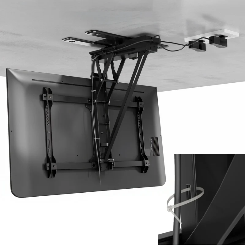 Maclean electric ceiling TV mount, TUYA support, max VESA 600x400, 90st swivel remote control, 32"-75", 35kg, MC-490