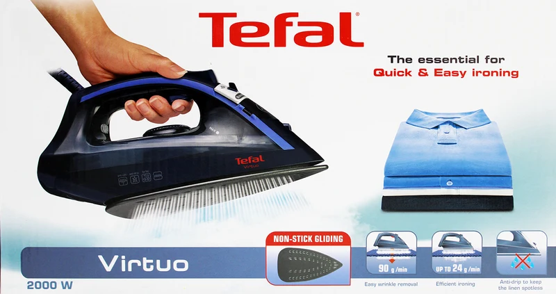 Tefal FV1713E0 Virtuo Dampfbügeleisen 2000W blau