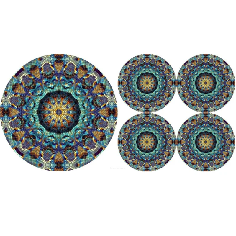 Set of round felt table placemats 1 + 4 - BARCELONA