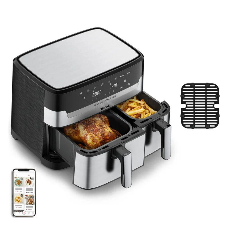Tefal EY905D - Dual Easy Fry & Grill Heißluftfritteuse Doppelkammer
