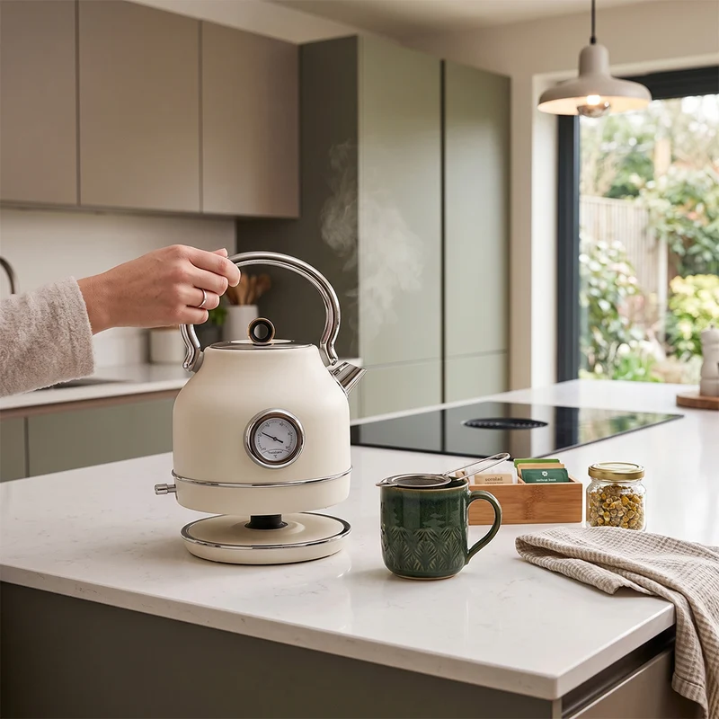 BerlingerHaus Wasserkocher Matt Crème - mit Thermometer - 1.7 Liter - 2200W