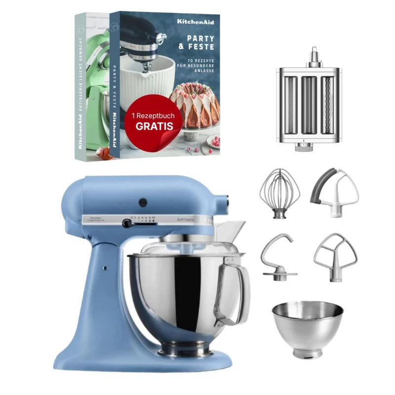 KitchenAid 4,8 L 5KSM175 Artisan Küchenmaschine Pastalover mit 3-in-1 Nudelvorsatz
