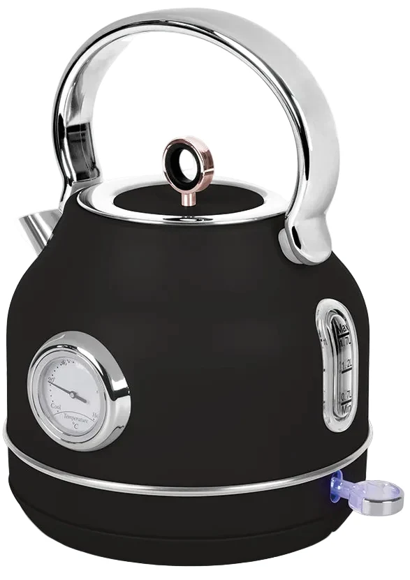BerlingerHaus Wasserkocher Schwarz Roségold - mit Thermometer - 1,7 Liter - 2200W