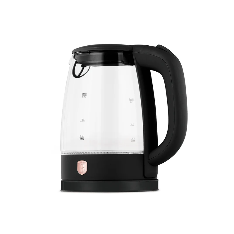 BerlingerHaus Wasserkocher Glas Schwarz Roségold - 1,7 Liter - 2200W