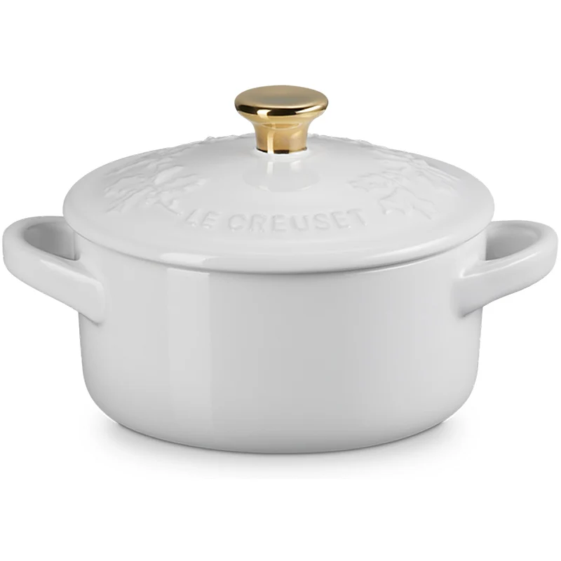 Le Creuset Mini Cocotte Holly 10cm White