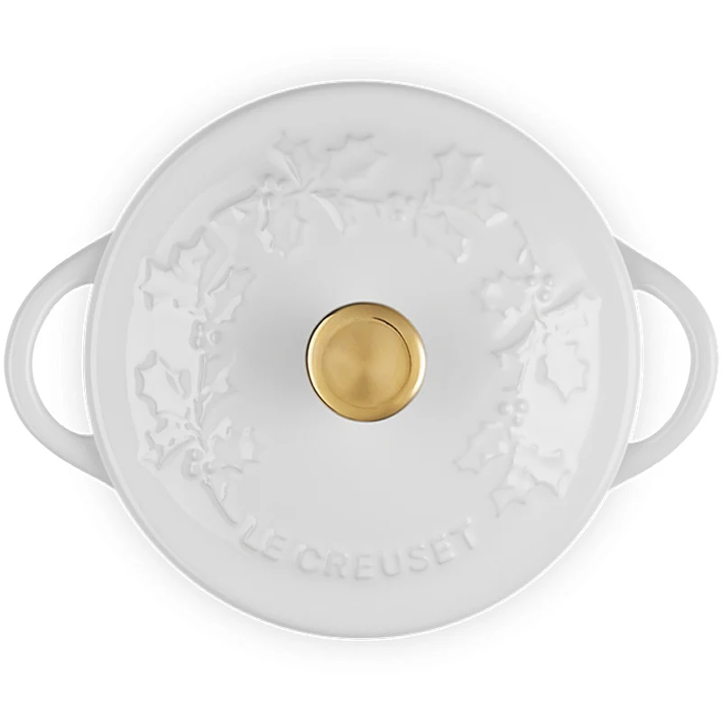 Le Creuset Mini Cocotte Holly 10cm White