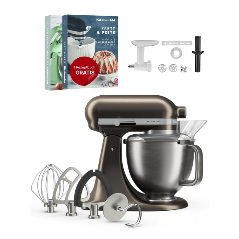KitchenAid 4,7 L 5KSM50 Artisan Plus Küchenmaschine Cookielover mit Fleischwolf + Spritzgebäckvorsatz