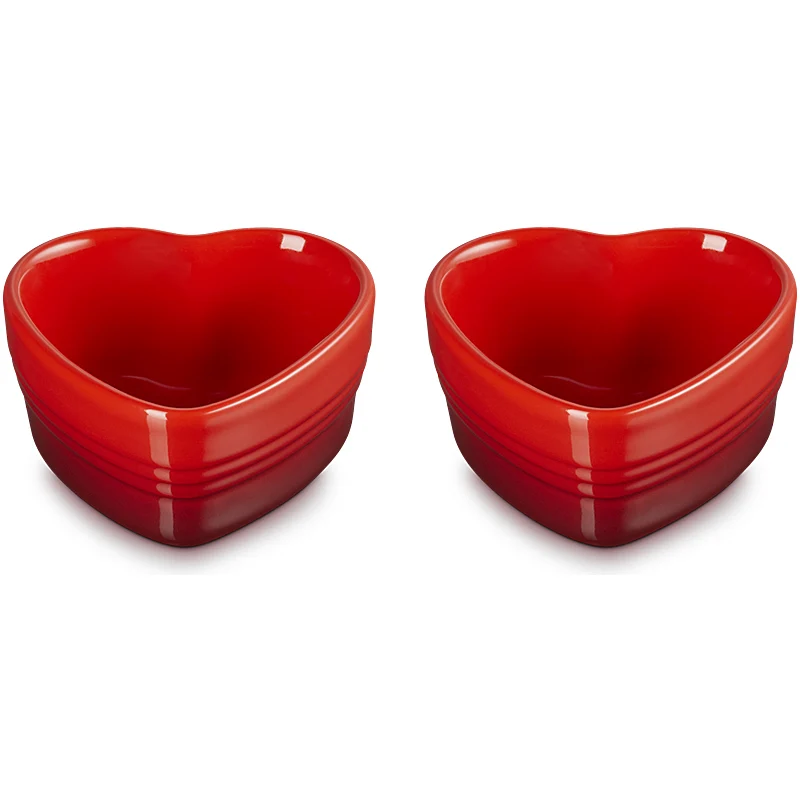 Le Creuset Herzförmchen 300 ml 2er-Set Kirschrot