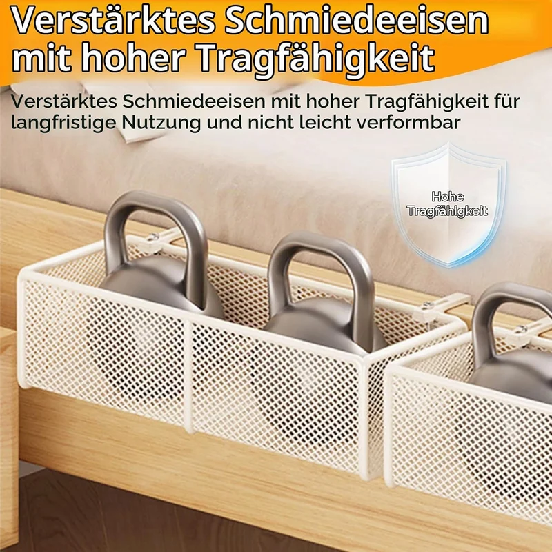 Bett Organizer Metall Bettablage zum Einhängen mit 2 Abnehmbarer Haken Weiss Nachttisch zum Einhänge