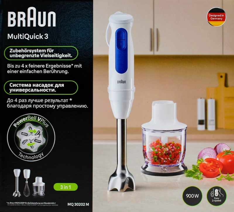 Braun MQ30202MWH MultiQuick 3 Stabmixer-Set weiß/blau 900 Watt
