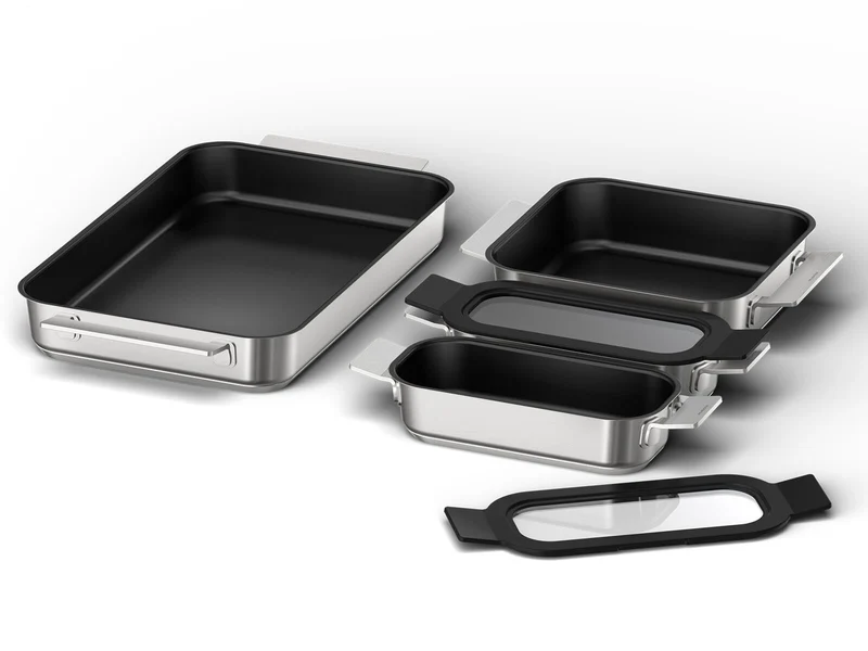Bosch HEZ9FF040, Flex Pfannen-Set, Induktionsgeeignete Pfannen (gross, mittel und klein) mit Glasdec
