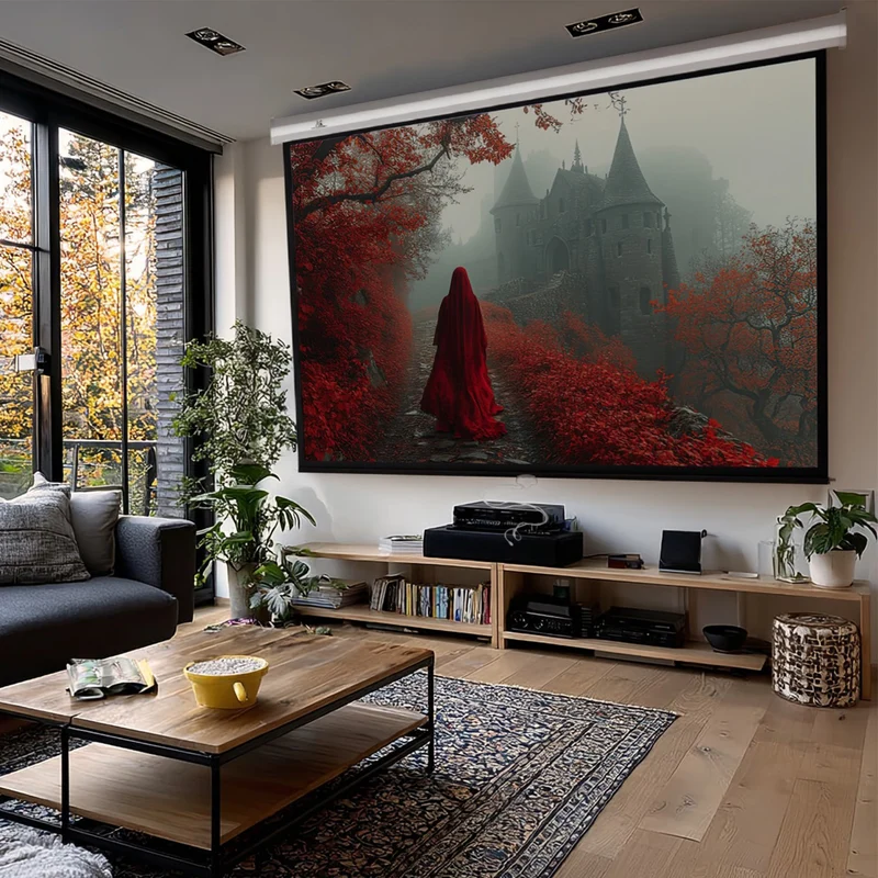 Maclean MC-591 Home Cinema Set Screen 240x180cm + Projector Mount Rollo Full HD 3D 4K
