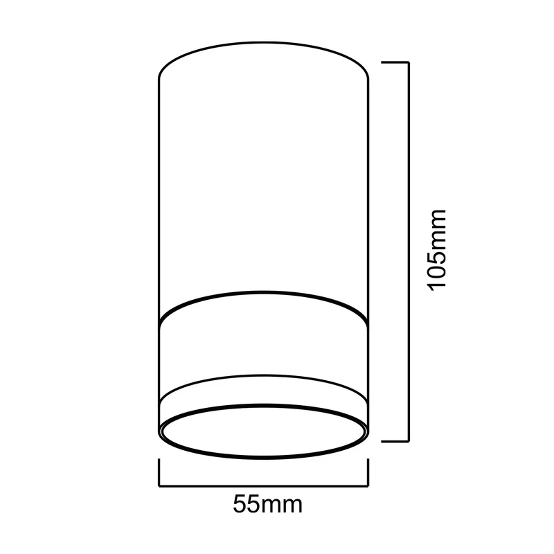 Maclean surface mount / tube luminaire, spot, round, aluminum, GU10, 55x130mm, black color, MCE361 B + LED bulb GU10 7W Maclean Energy MCE437 NW neutral white 4000K, 220-240V~, 50/60Hz, 490lm