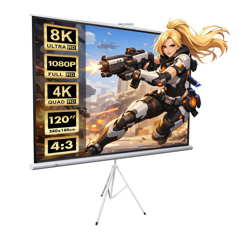 Maclean projection screen, 120-inch diagonal, 240x180 cm, on a stand, 4:3 aspect ratio, MC-608