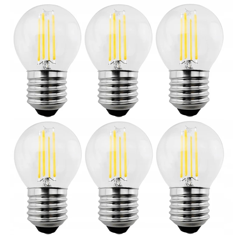 Maclean MCE284 6x LED Filament Bulb, LED E27, 6W, 230V, WW Warm White 3000K, 600lm, Retro Edison Decorative G45