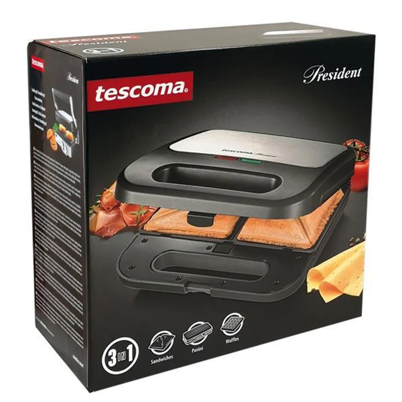 Tescoma 909116 President Sandwichmaker 3 in 1 Sandwichtoaster Waffelautomat Paninimaker
