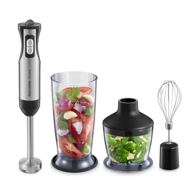 Tescoma 909022 President Stabmixer Edelstahl Pürierstab 800 Watt mit Zubehör Stabmixer Set