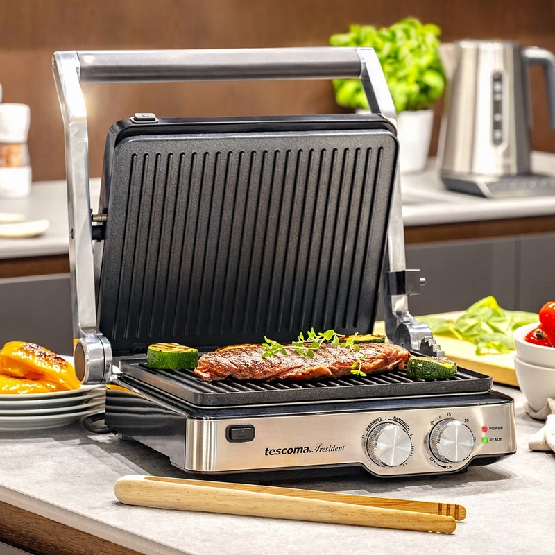 Tescoma 909120 President Kontaktgrill 2000 W Edelstahl Elektro Tischgrill