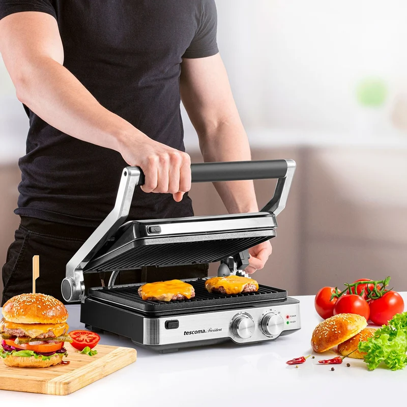 Tescoma 909120 President Kontaktgrill 2000 W Edelstahl Elektro Tischgrill