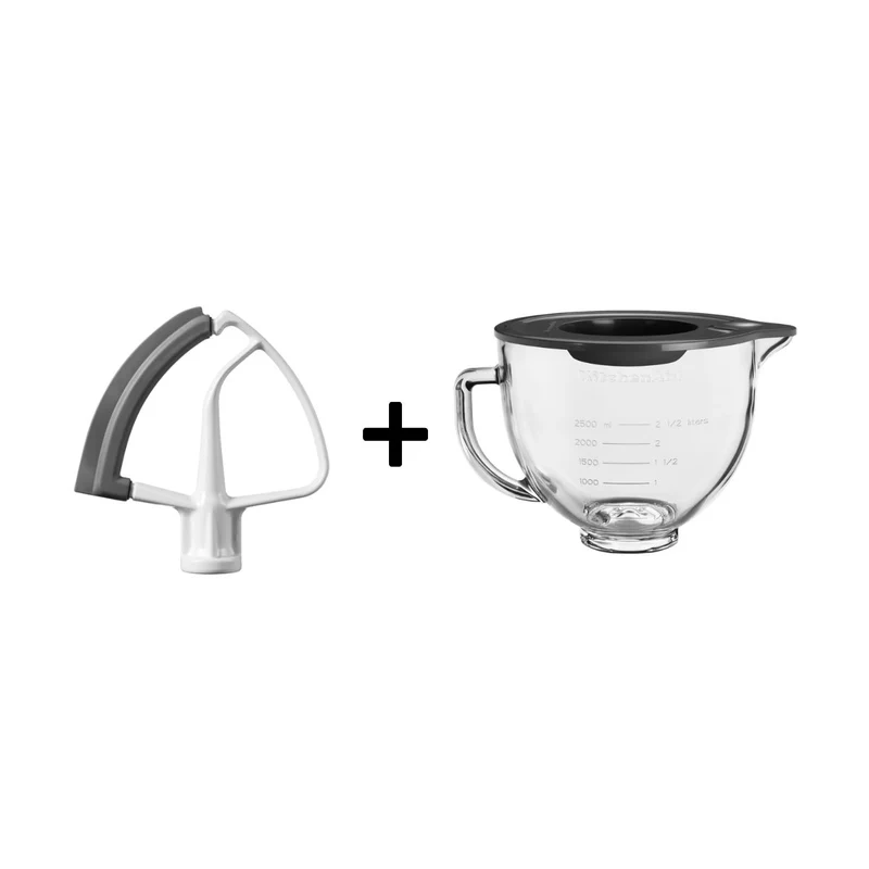 KitchenAid Set Flexibler Flachrührer 5KFE5T + Glasschüssel 5KSM5GB