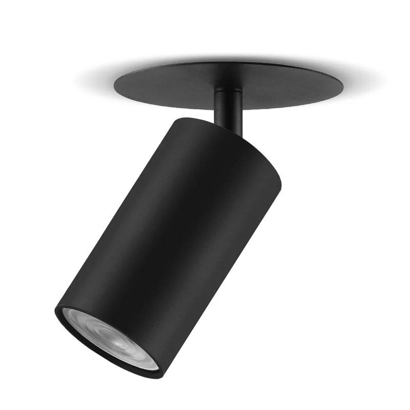 Maclean flush mount / tube luminaire, spot, round, aluminum, GU10, 55x130mm, black color, MCE364 B+LED bulb GU10 7W Maclean Energy MCE437 WW warm white 3000K, 220-240V~, 50/60Hz, 490lm