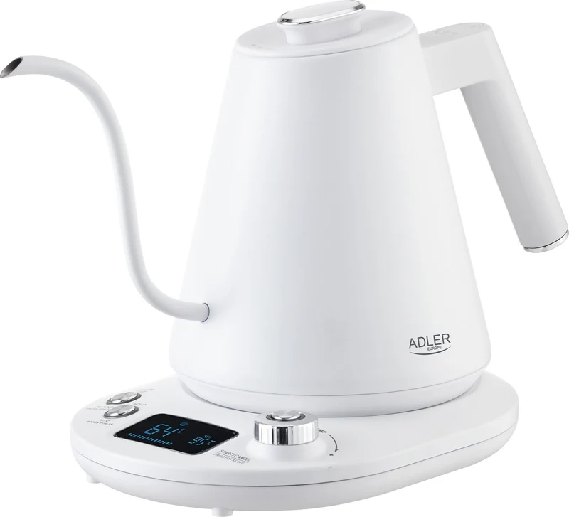 Adler AD 1349w Wasserkocher weiß 1L mit langem Ausguss u. Temperatureinstellung