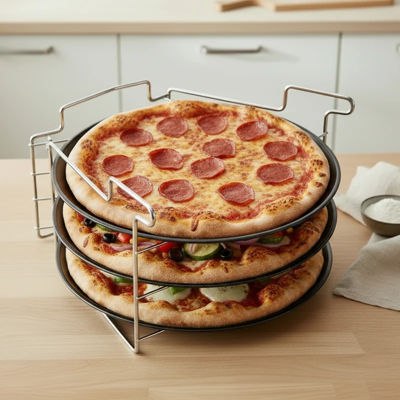 Cookinglife Pizzablech Metall 32 cm Antihaft - Pizza Backblech Set 4-teilig