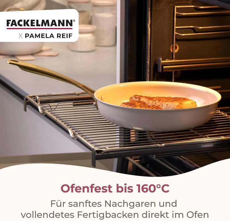 FACKELMANN x Pamela Reif Bratpfanne Ø 20 cm – recyceltes Aluminium, PFAS-freie keramische Beschichtu