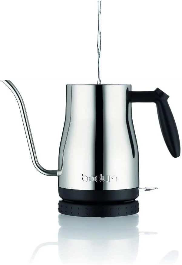 Bodum Bistro 11940-16EURO Elektrischer Wasserkocher mit langem Auslauf, 1.200 W, 1.0 l, Edelstahl
