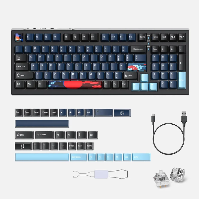 SOLIDEE 95% mechanische Gaming-Tastatur,hot-swap-fähige Tastatur mit weisse Schalter,Gasket RGB-Hint