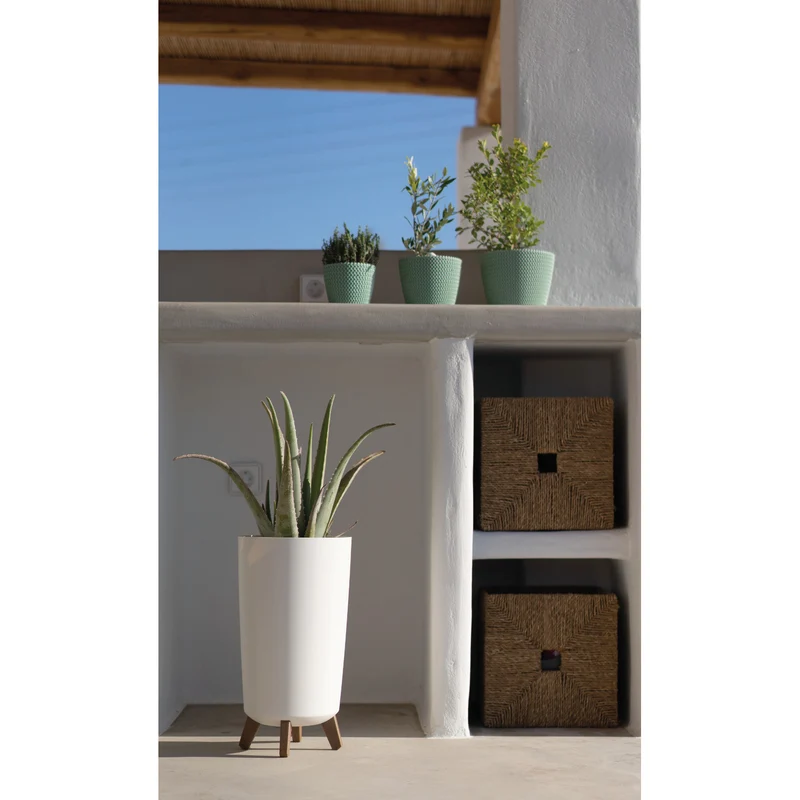 Prosperplast flower pot, diameter 195mm, height 365mm, on legs, white, Gracia Tubus Slim