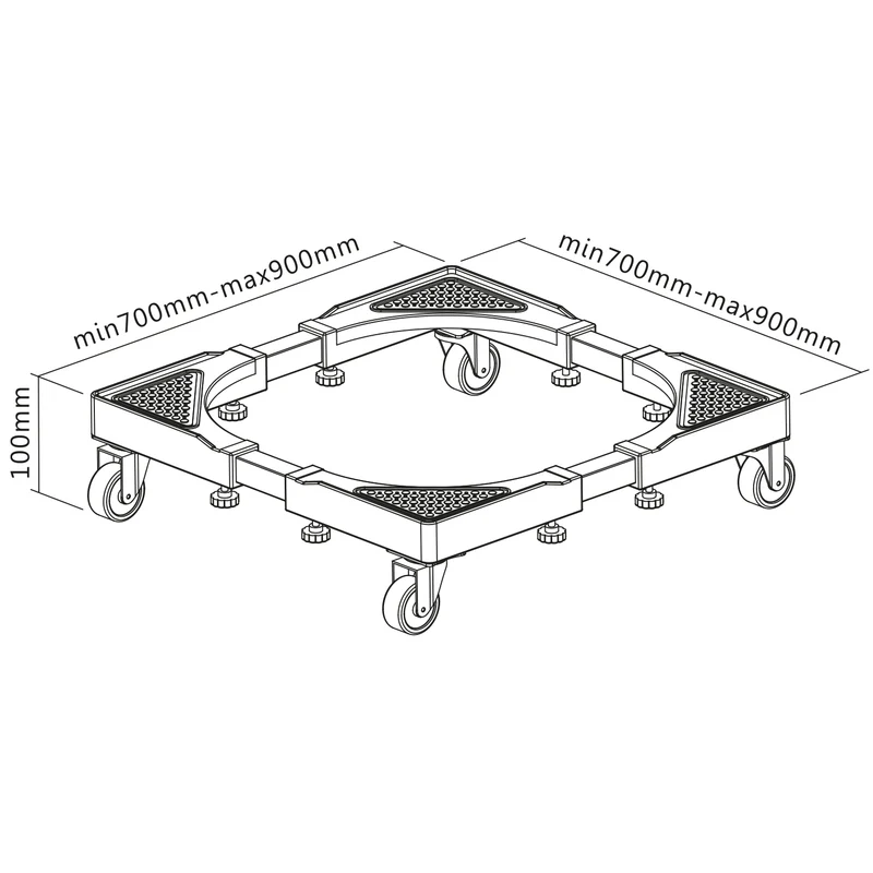 Maclean mobile washing machine stand, caster lock, 700-900mm wide, universal, up to 200kg, MC-119 B