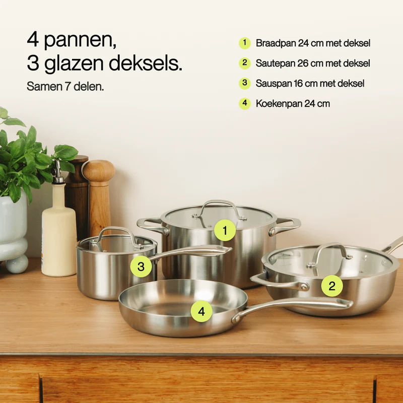RVS pannenset (7-delig)