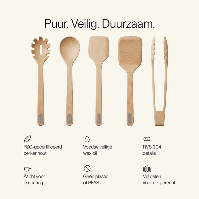 Houten Spatelset 100% FSC Berkenhout | 5 delig