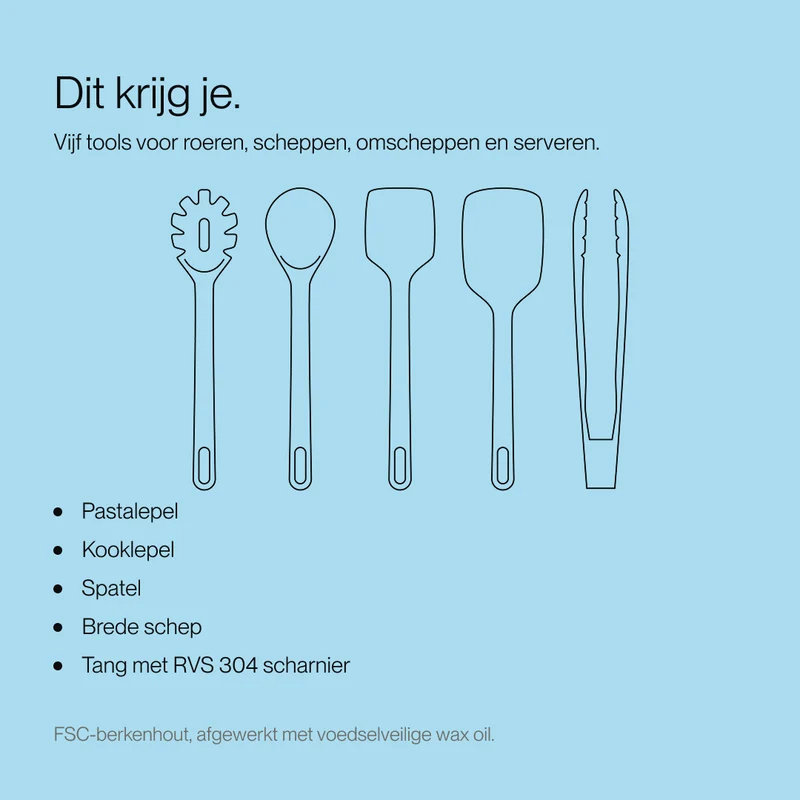 Houten Spatelset 100% FSC Berkenhout | 5 delig