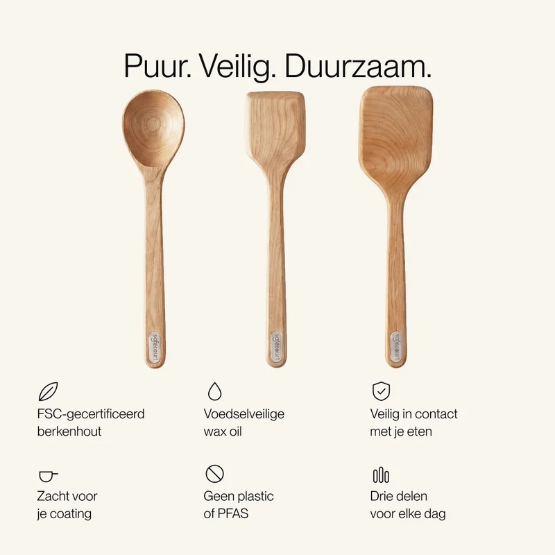 Houten Spatelset 100% FSC Berkenhout | 3 delig