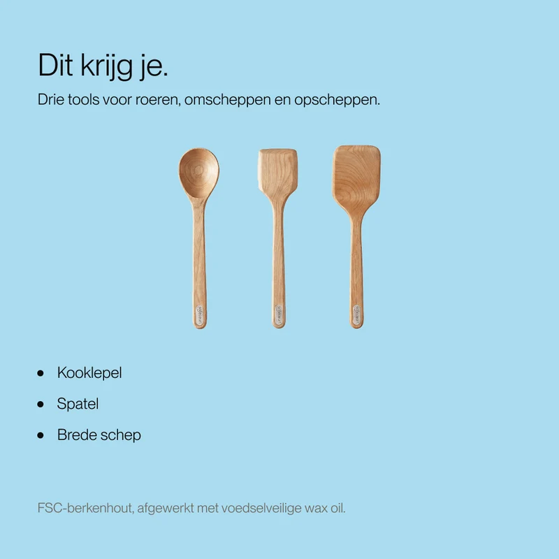 Houten Spatelset 100% FSC Berkenhout | 3 delig