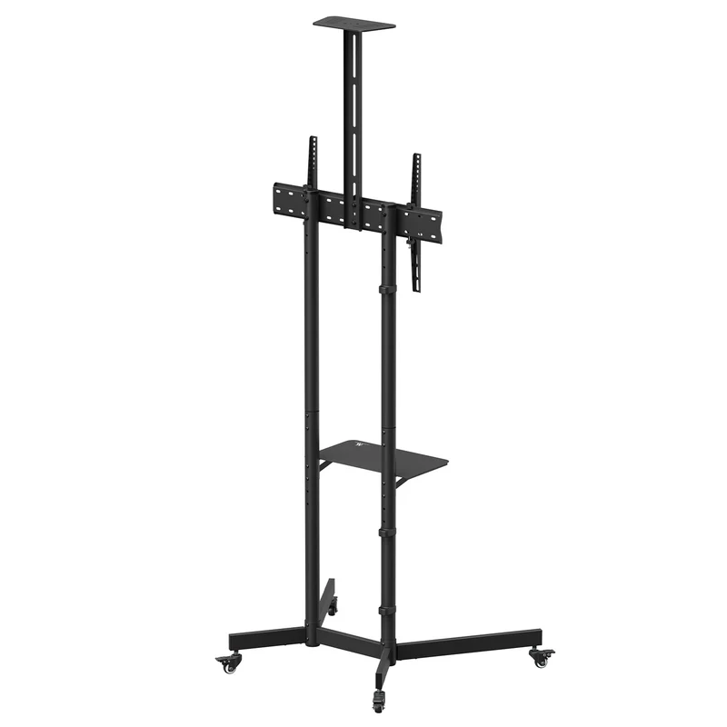 Maclean TV stand / cart, camera shelf, on wheels, 37-70", max load 45kg/5kg shelf, max. VESA 600x400, MC-113 B