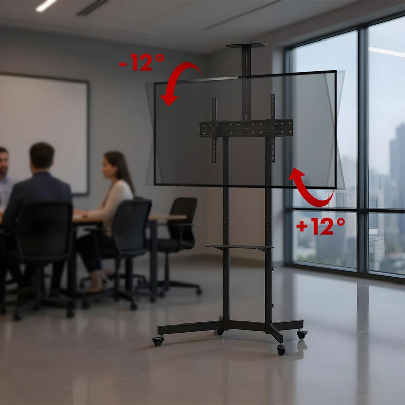 Maclean TV stand / cart, camera shelf, on wheels, 37-70", max load 45kg/5kg shelf, max. VESA 600x400, MC-113 B