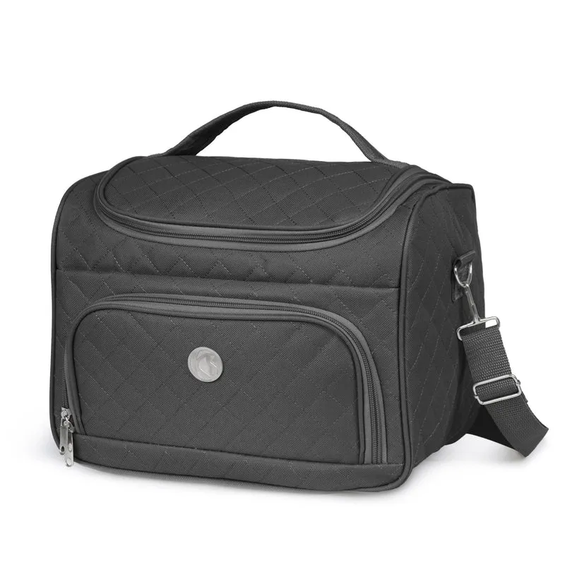 Kosmetiktasche für unterwegs, halbstarr, 25 cm, Kosmetiktasche KINSTON Schwarz, Schwarz