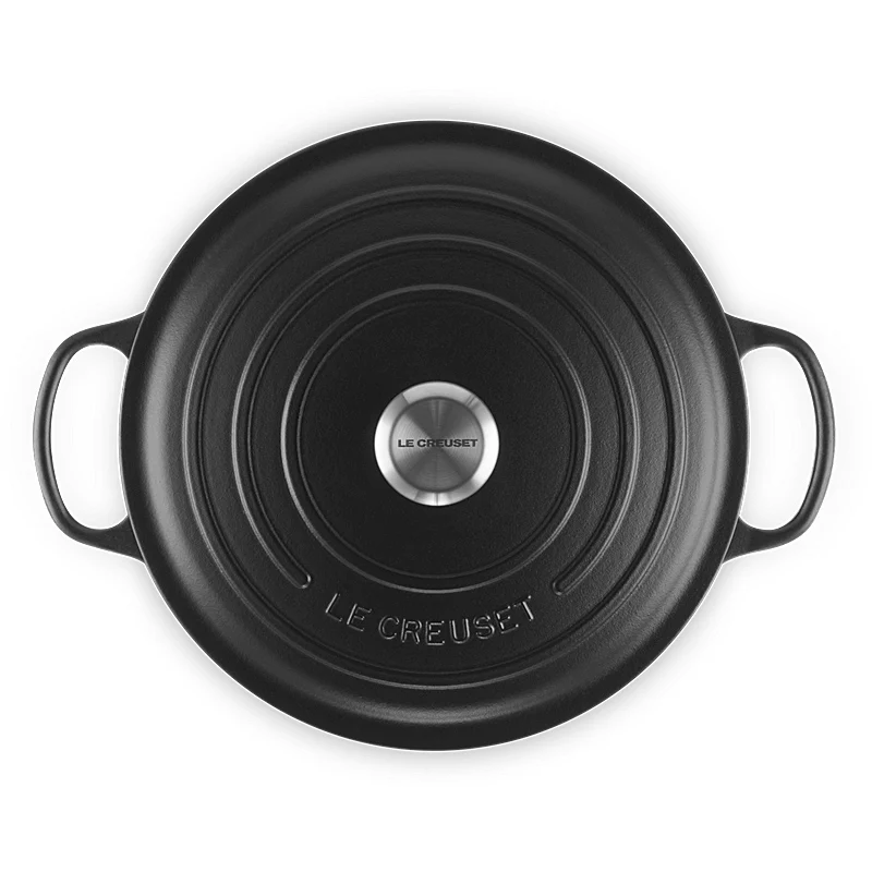Le Creuset Bräter Signature rund 18 cm Schwarz matt innen & außen