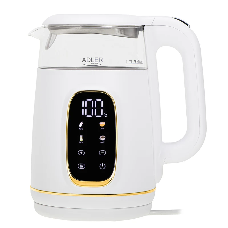 Adler AD 1305wg Wasserkocher 1,7L mit Temperatureinstellung weiß/gold
