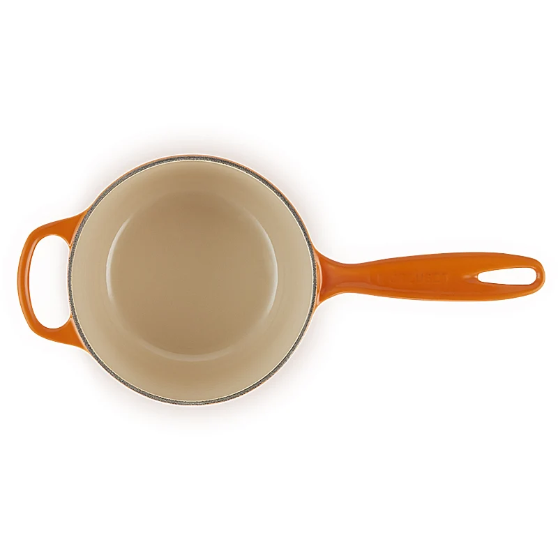 Le Creuset Stielkasserolle Signature rund mit Deckel 16cm Ofenrot